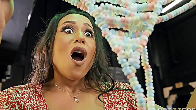 Busty Latina smashed in perfect rounds after a great blowjob