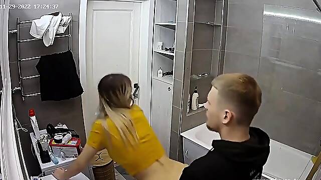 Amateur blonde fucked on cam