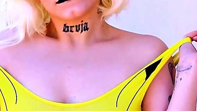 Blonde teen babe drinking wine and stripping chat on webcam