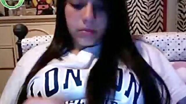 Hot girl plays with her huge tits and shaved pussy on omegle