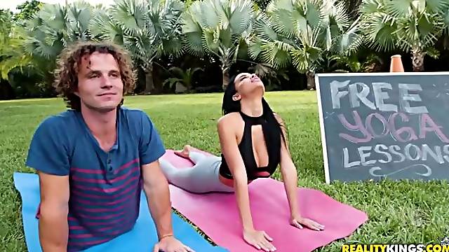 Sex-loving MILF with big boobs Victoria June enjoys outdoor sex