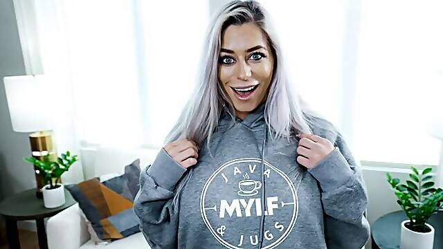 An awesome blonde with silicone tits Bambi Blitz rammed by big cock