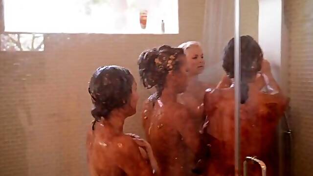 Shower sex play with hot babes Sarah Vandella and Hope Howell