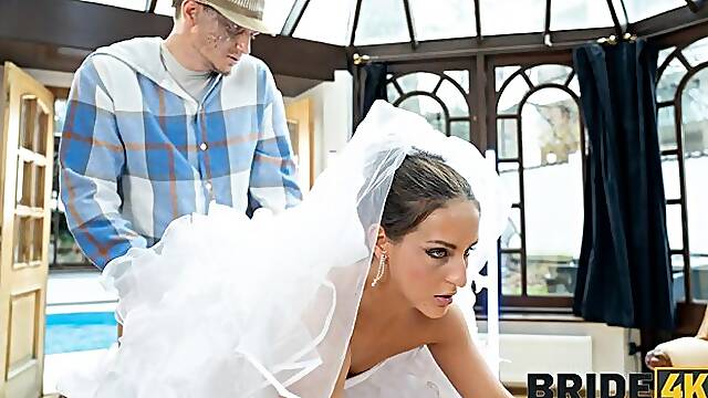 Bride in white stockings Betzz impaled nicely in the missionary pose