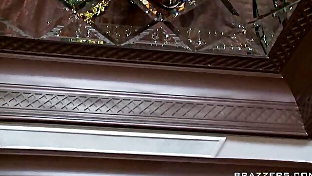 Silicone-tit redhead Deauxma rammed in the missionary pose