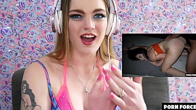 Beauty babe with nice boobs Zoe Doll is enjoying watching porn