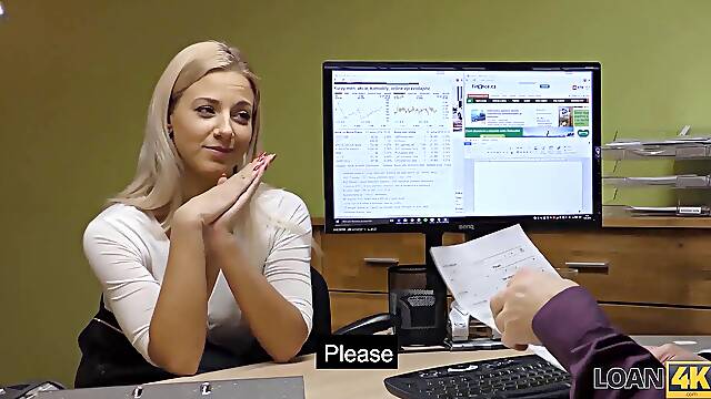 Loan4k. curvy lady got off while asking for a loan for her biz
