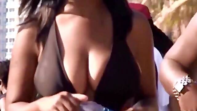 Candid boobs slim busty black women (black tops) 3