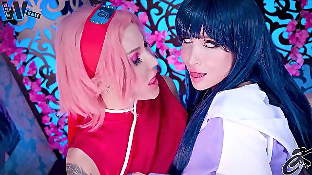 Slutty Hinata and Sakura are tired of waiting for Naruto and Saske so they please each other their way