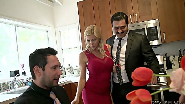 Cuckold husband allows his friend to fuck face and twat of whore wife Alexis Fawx