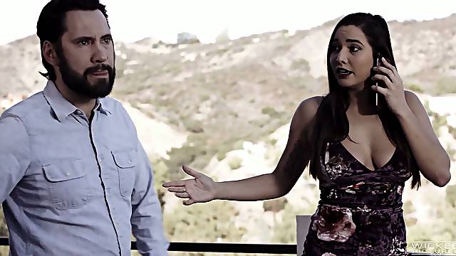 Insatiable wife Karlee Grey is cheating on her husband with brutal bald headed lover