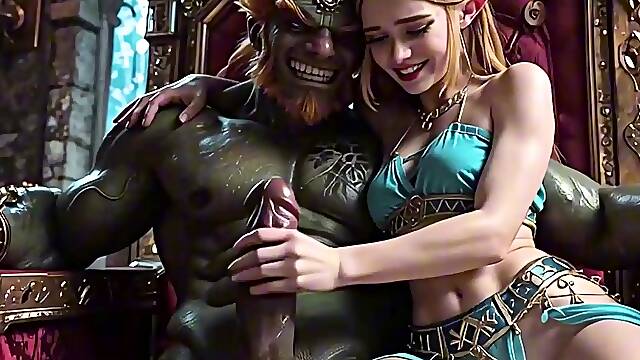 Fantasy elf queen Zelda gets hard anal sex in royal chamber
