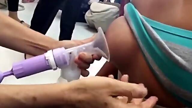 Latina learns to pump her breasts to get milk lactation