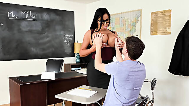 Professor Sybil Stallone makes a man out of her horny student
