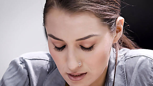 Bella Rolland bends over for her co-worker