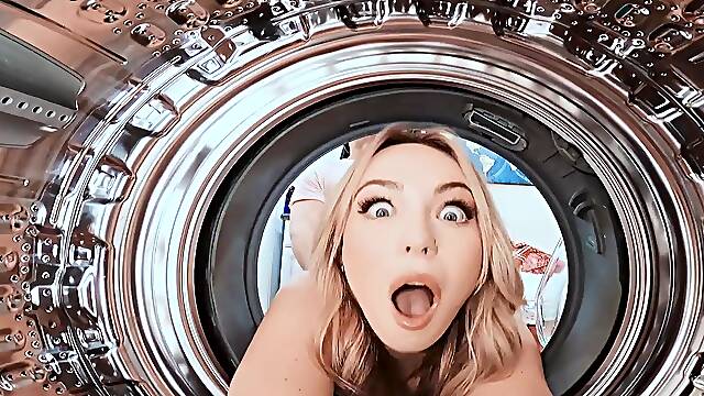 Young blondie Lily Bell gets fucked in the laundry