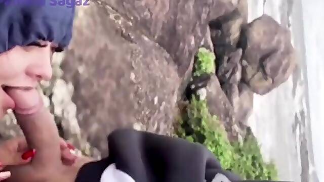 A mega-slut with monstrous bosoms picks up a young man on the beach and has fuck-fest in front of everyone.