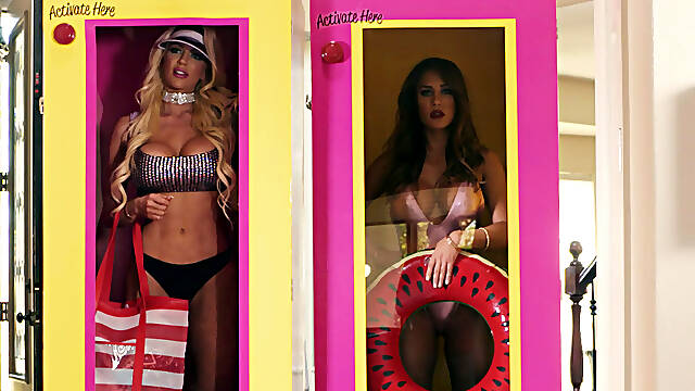 Nicolette Shea and Vivian Azure give nice blowjob