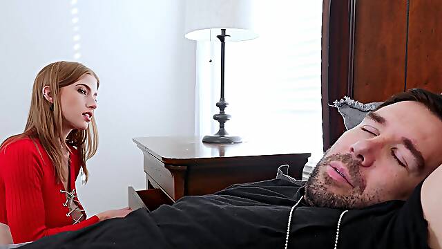 Hot busty teen is set to grant her stepdad a unique morning wakeup