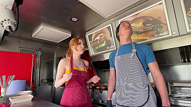 Loud sex for this perfect redhead in a pretty unusual place