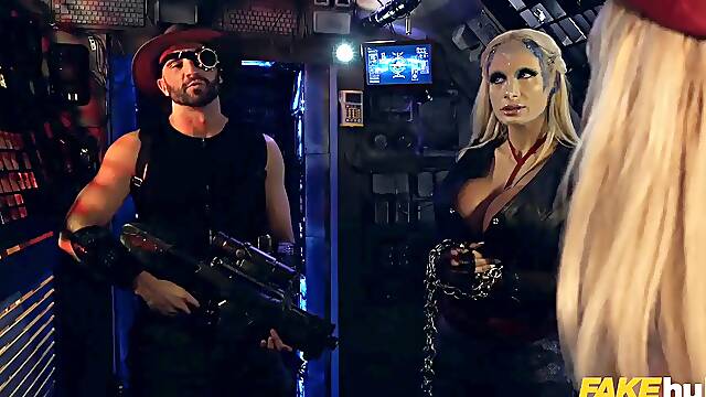Fakehub - space fuckslut Sophie Anderson with massive tits and Wet Pussy nails a gift hunter and pilot onboard the space cab for hot sci-fi cosplay threeway