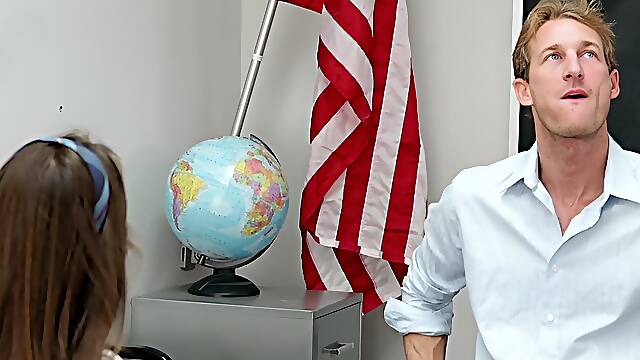 Cassidy Klein in Troublemaker Fucked Hard, Cassidy Klein was in detention for refusing to recite a specific part of the Pledge of Allegiance. After getting into a heated debate with her teacher, he...