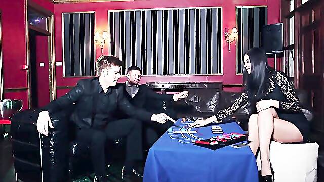 Three hot bitches sharing cum in the casino