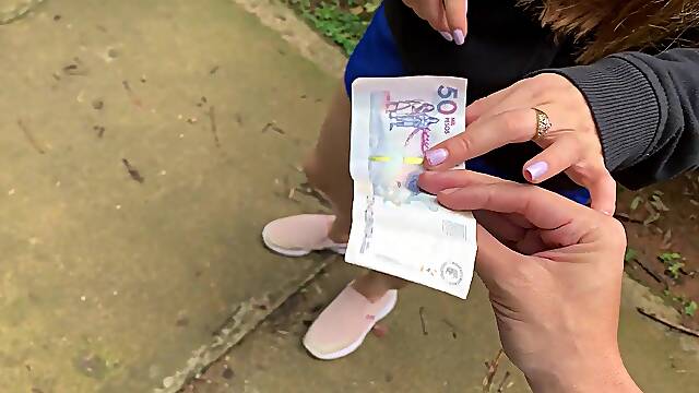 A strange babe on the street agrees to come home with me in exchange for money.