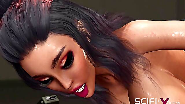 Cyberpunk dreams. Super sexy hand cuffed slutty girl gets fucked rough by sci-fi soldier