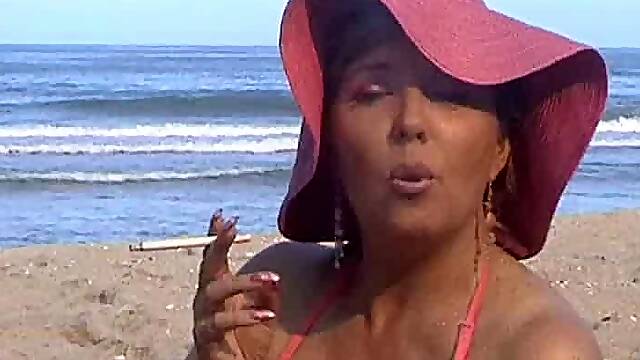 Smoking beach babe