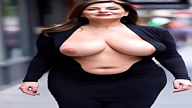 Busty MILF bounces her natural tits in a braless display