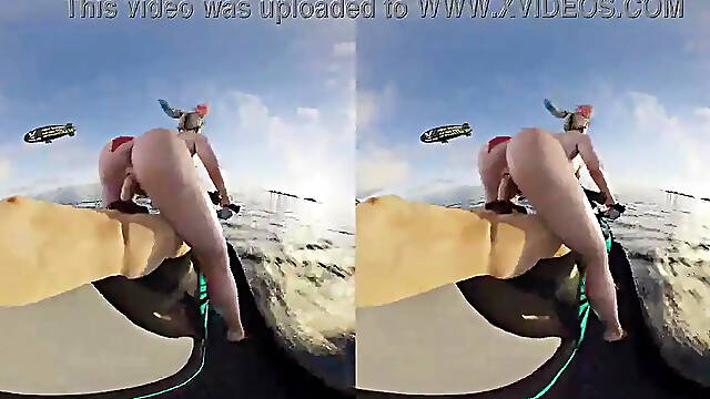 Wild Harley Quinn rides big cock in reverse cowgirl on a jet ski