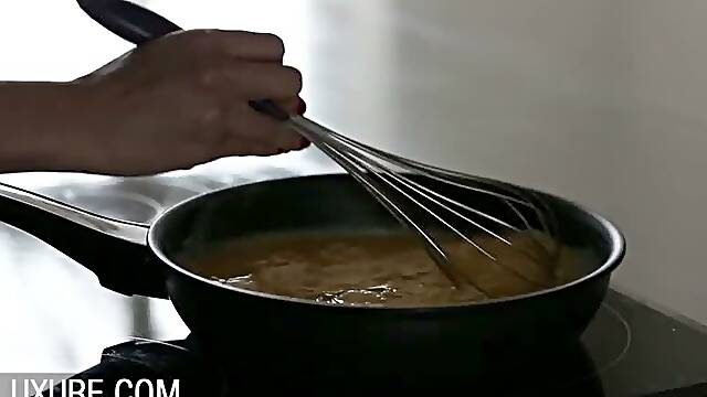 Sodomy in the kitchen with a hot busty babe