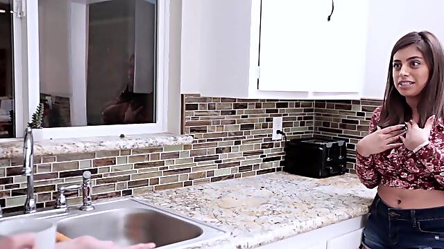 Busty stepsister Ella Knox creampied after a good fuck