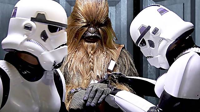 Copulation on the spaceship of Star Wars parody