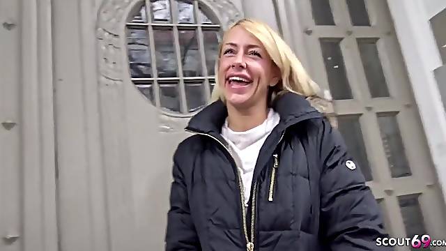 GERMAN SCOUT - FITNESS ABS MODEL GIRL SANDY HUMP AT REAL PICK UP CASTING - Verified amateur porn
