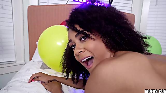 Ebony hottie works hard to get interracial satisfaction