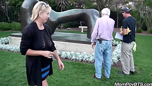 Starbucks bathroom blowjob and outside tits flashing with 40 yo mature