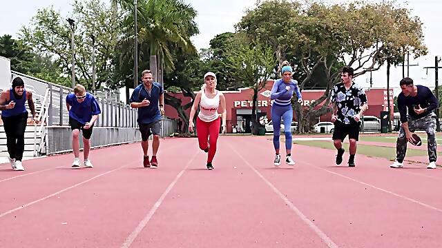 Hardcore fucking after running makes hot blonde Tiffany Fox cum