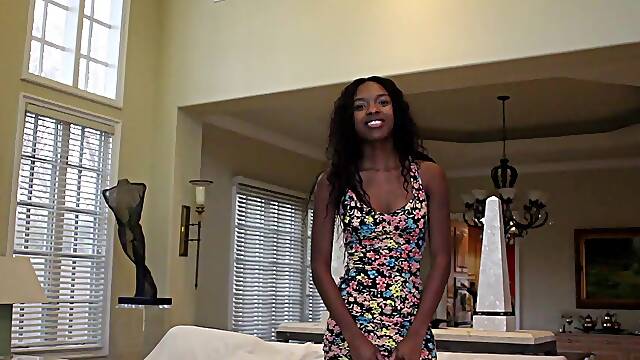 Ebony hottie loves going down on white guys with big dicks
