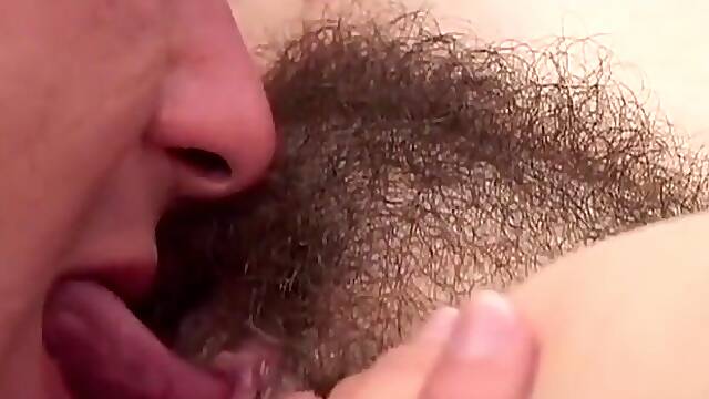 Giant natural hangers with hirsute twat