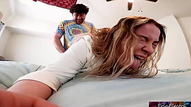 Wife films her stepson screwing her butt so this babe can give the vid to her cheating spouse