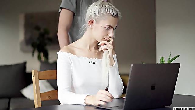 I got creampied in my constricted youthful cunt during a zoom class - Eva Elfie