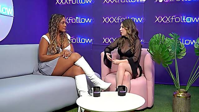 LATIN CHICK mother Id like to fuck Carla Morelli has HARD SEX with Maxx Betancur and nearly gets without control with interviewer Dani Ortiz - XXXfollow session #9