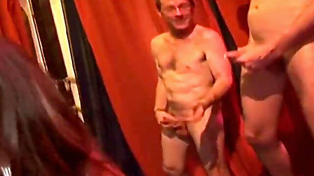 Aged Brunette hair Stretched Wide in Sloppy Group Fisting Frenzy