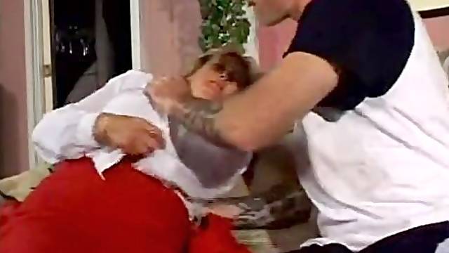 Big titted mom has a young lover