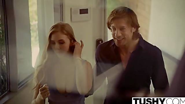 TUSHY Busty babe fucks her sisters boyfriend