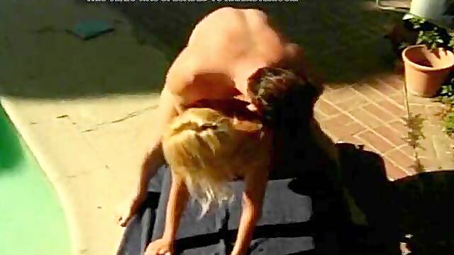 Classic Blond mother Id like to fuck Rides Large Ramrod in the Backyard