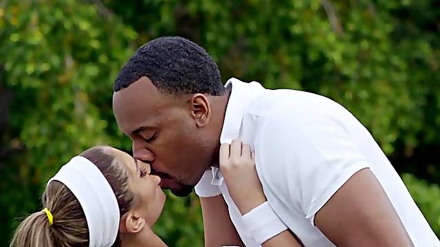 TeensLoveBlackCocks - Breasty August Ames Stretched out by BBC Trainer