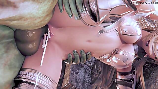 Elf warior hard plowing with a monster - hentai 3 dimensional 06